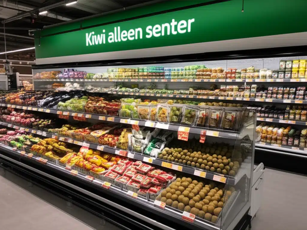 Kiwi alleen senter 1 Ensam kiwi i sentrum - Nærbilde av eksotisk frukt