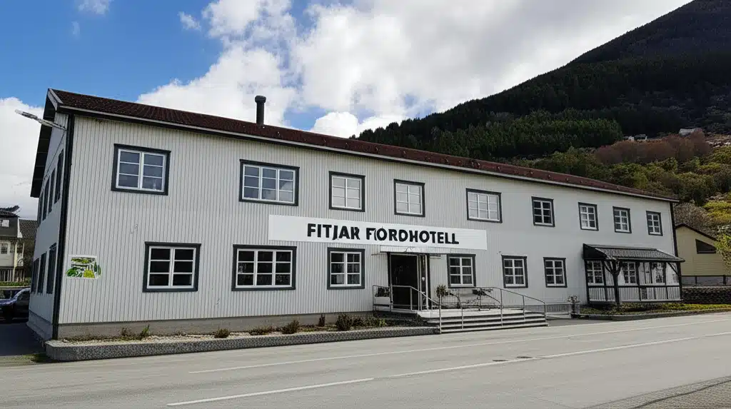 Fitjar Fjordhotell 1 Fitjar Fjordhotell: Nydlig utsikt over fjorden i Hordaland