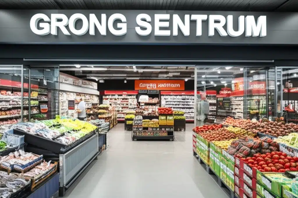 Grong sentrum 1 Grong sentrum: Utsikt over byens hjerte med butikker og kultur