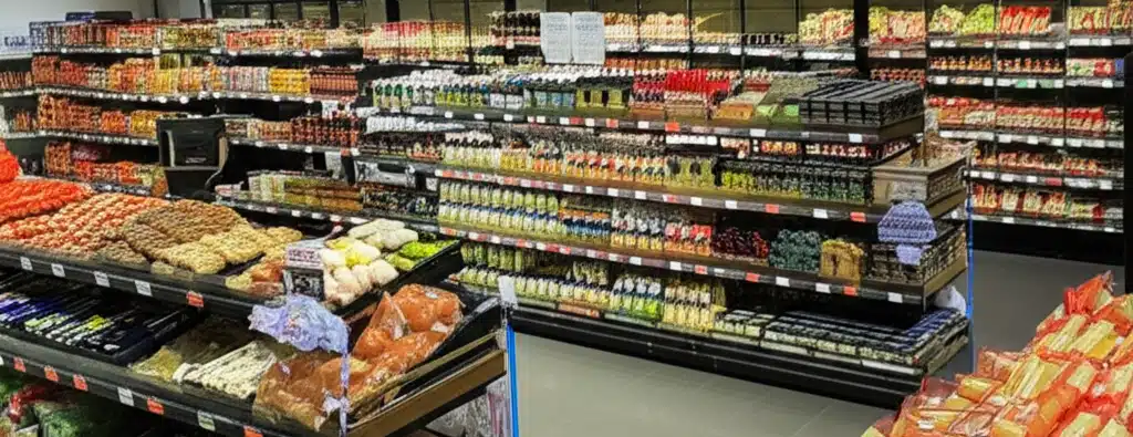 Supermarket i Haram sentrum med dagligvarer og tilbud