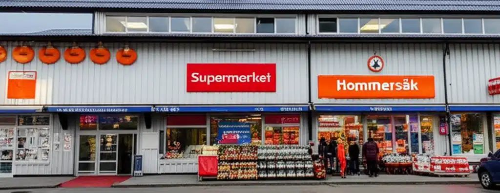 Supermarket og butikker i Hommersåk sentrum