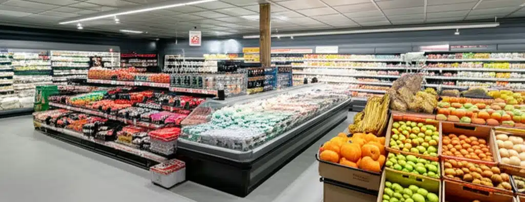 Supermarket i Lavangen sentrum med dagligvarer og tilbud