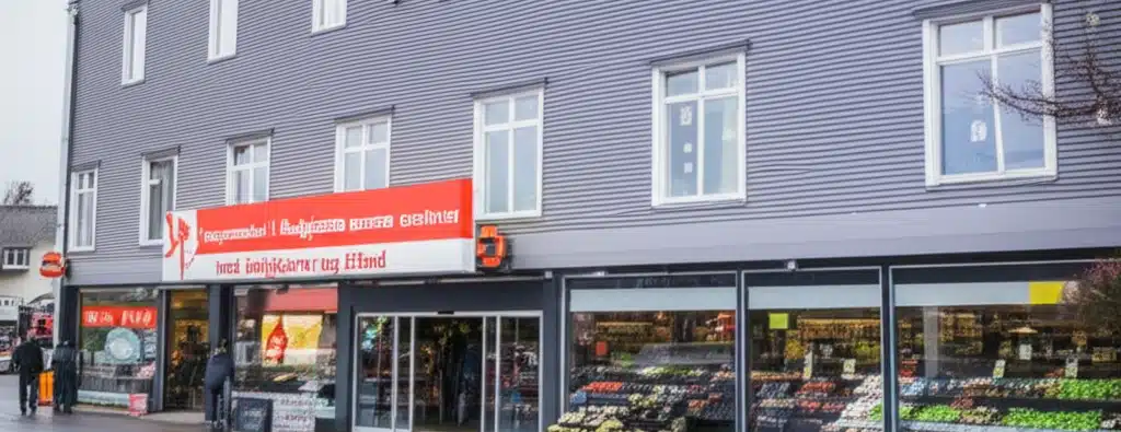 Supermarket i Masfjorden sentrum med dagligvarer og tilbud