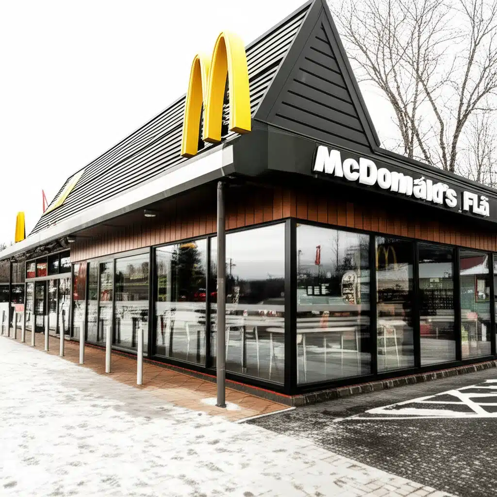 McDonald's Flå 1 McDonalds Flå: Et nærbilde av restauranten og menyen
