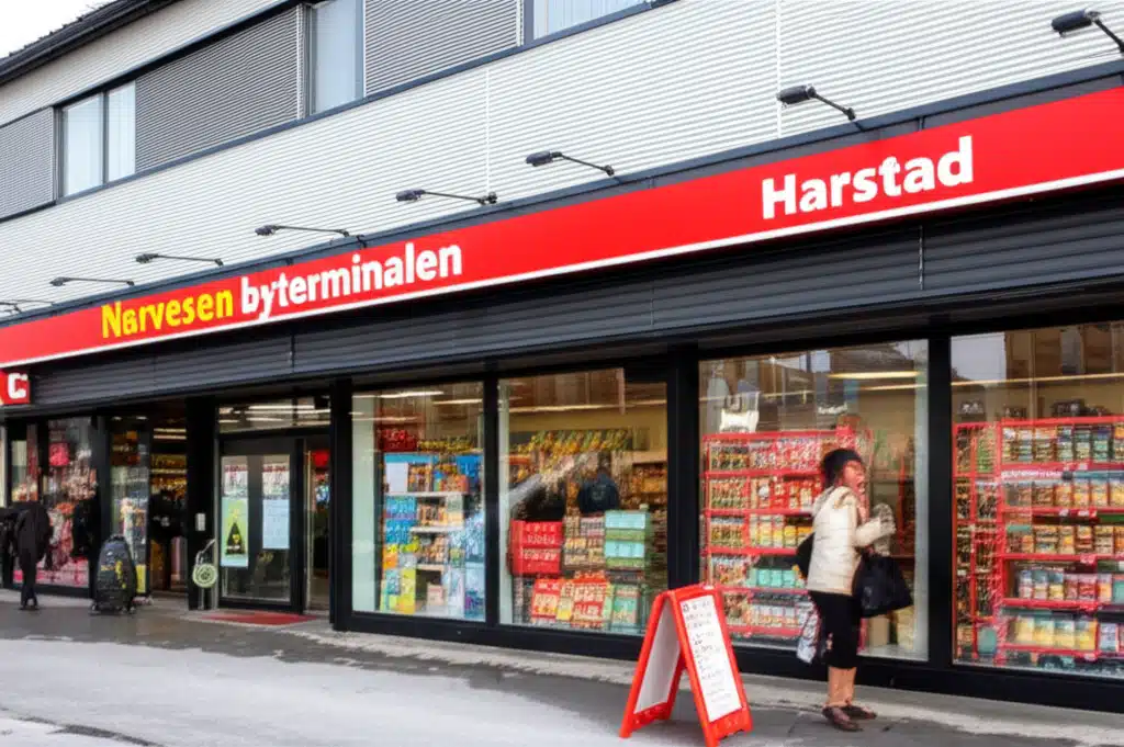 Narvesen byterminalen, Harstad 1 Narvesen byterminalen Harstad: Utendørsutsikt på kafe og matsted