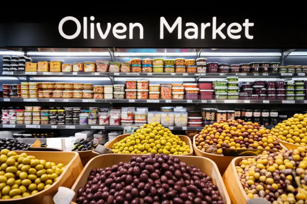 Oliven Market 1 Oliven Market: Utforsk variert utvalg av olivenprodukter