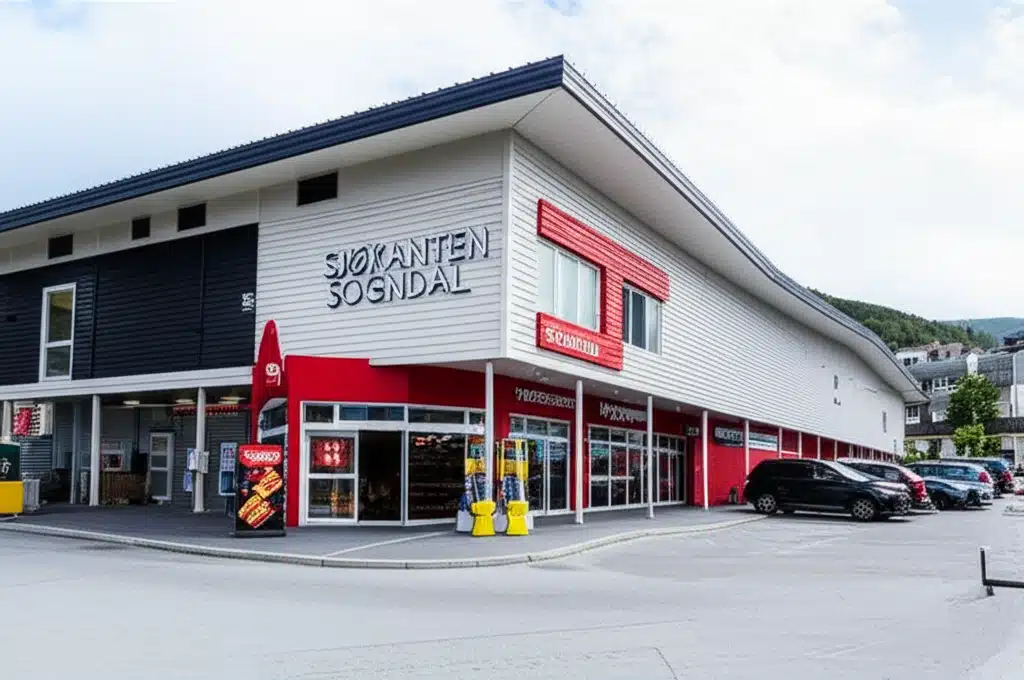 Sjøkanten Sogndal: Utsikt over fjord og by i Sogn og Fjordane