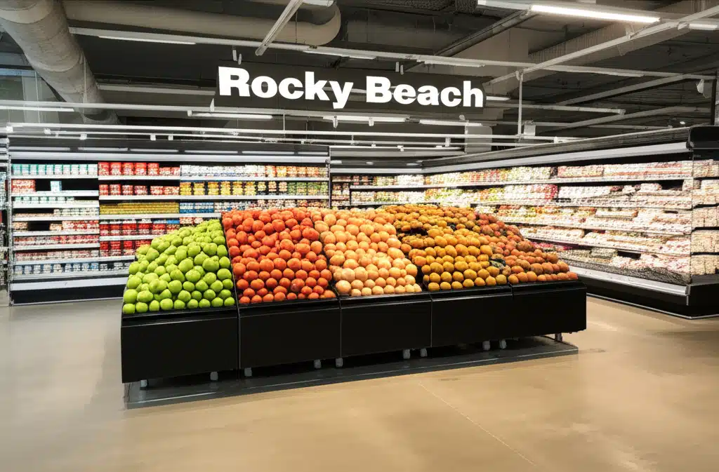 Rocky Beach 1 Steinete strand: Dramatisk kystlinje med vilde bølger