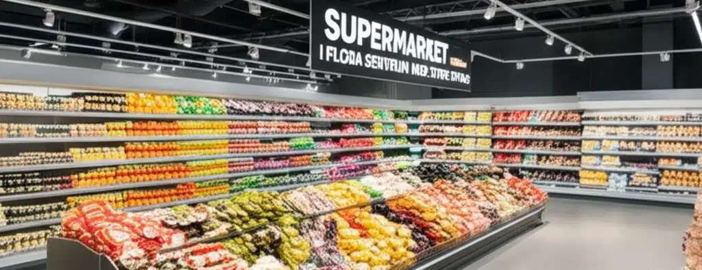 Supermarket i Flora sentrum med stort utvalg