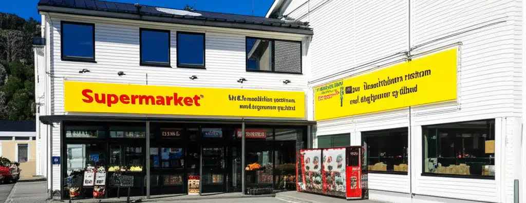 Supermarket i Sunndalsøra sentrum med dagligvarer og tilbud